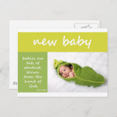 Neues Baby Ankündigungspostkarte (Vorne/Hinten)