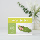 Neues Baby Ankündigungspostkarte (Stehend Vorderseite)