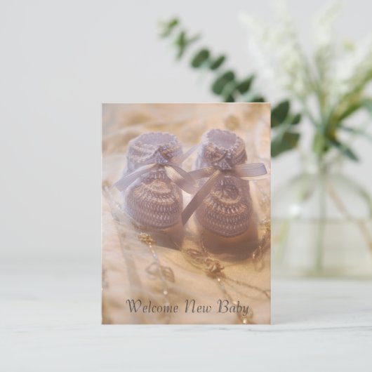 Neues Baby Ankündigungspostkarte (Stehend Vorderseite)