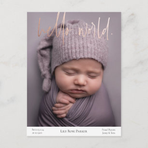 Neues Baby Birth Announcement Foil Postcard Postkarte