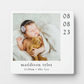 Neues Baby Birth Stats Foto Fotoplatte (Vorderseite)