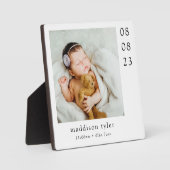 Neues Baby Birth Stats Foto Fotoplatte (Vorderseite)