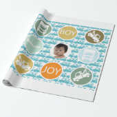 Neues Baby Boy Foto Wrapping Paper Geschenkpapier (Ungerollt)