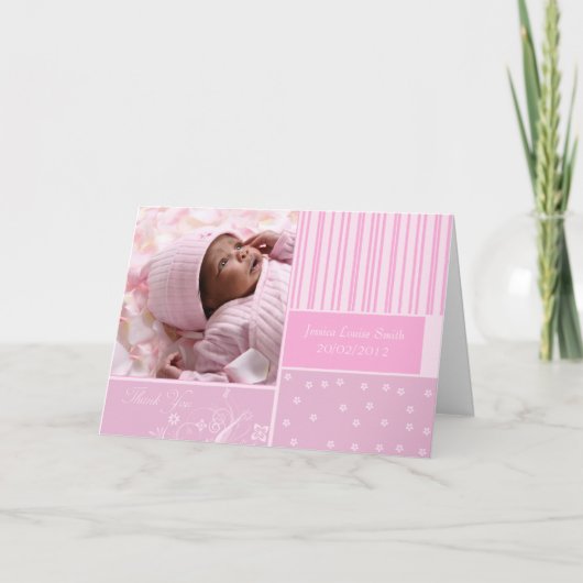 neues Baby Dankeschön Foto Grußkarte Dankeskarte (Vorderseite)