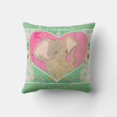 Neues Baby Elephant Green Pink Kissen (Rückseite)