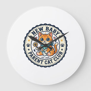 Neues Baby-Eltern-Katze-Katze-Mama-Geschenkidee -  Große Wanduhr