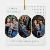 Neues Baby Erste Weihnachtsfeier 6 Fotos Farbe Keramikornament (Rückseite)