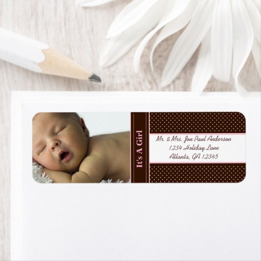 Neues Baby Es ist ein Girl Brown & Pink Dots (Insitu)