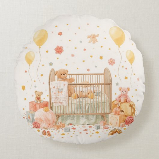 Neues Baby feiern Rundes Kissen (Vorderseite)