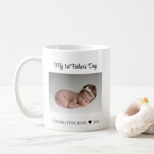 Neues Baby-Foto am ersten Vatertag Kaffeetasse (Mit Donut)