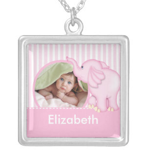 Neues Baby-Foto-Halsketten-niedliches Mädchen-rosa Versilberte Kette