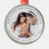 Neues Baby Foto Keepake Erste Weihnachtsfeier Ornament Aus Metall (Vorne)