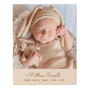 Neues Baby-Foto mit Namen und Geburtsdaten Künstlicher Leinwanddruck