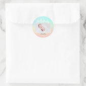 Neues Baby Foto Moderner Rainbow Glitzer Runder Aufkleber (Tasche)