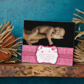 Neues Baby Foto Niedlich Rosa Holzkörner Niedliche Fotoplatte (Seite)