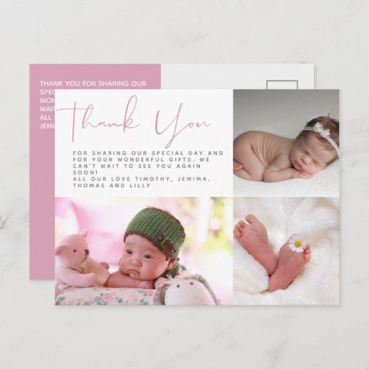 Neues Baby Foto Vielen Dank Karten Modernes Budget (Vorne/Hinten)