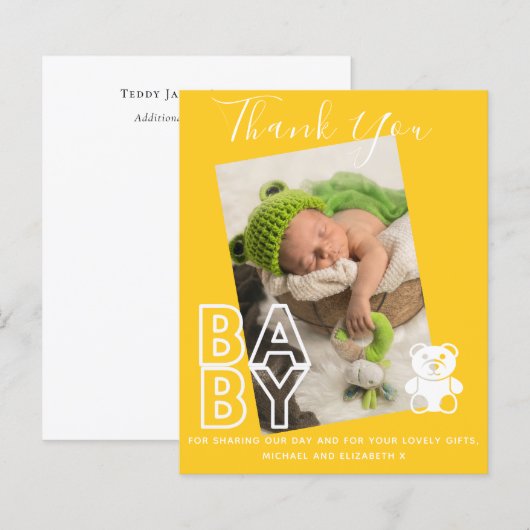 Neues Baby Foto Vielen Dank Karten Modernes Budget (Vorne/Hinten)