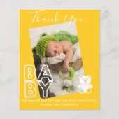 Neues Baby Foto Vielen Dank Karten Modernes Budget (Vorderseite)
