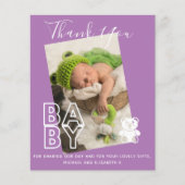Neues Baby Foto Vielen Dank Karten Modernes Budget (Vorderseite)