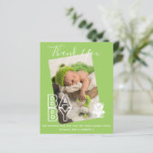 Neues Baby Foto Vielen Dank Karten Modernes Budget (Stehend Vorderseite)