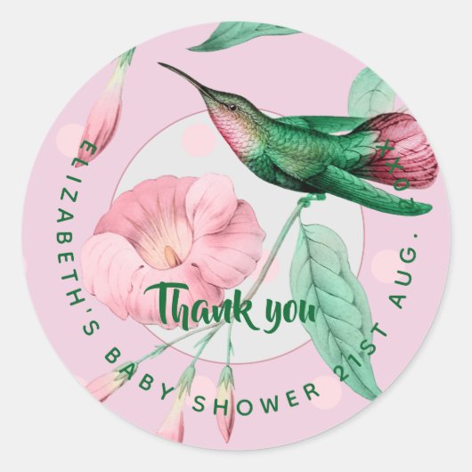 Neues Baby Foto Vielen Dank Karten Modernes Budget Runder Aufkleber (Vorderseite)