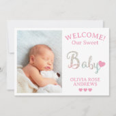 Neues Baby-Foto Willkommen bei Name Ankündigung (Vorderseite)