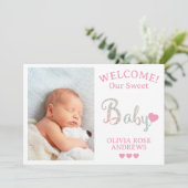 Neues Baby-Foto Willkommen bei Name Ankündigung (Stehend Vorderseite)