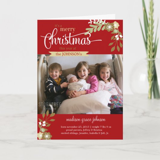 Neues Baby Frohe Weihnachten individuelle Name/Fot (Vorderseite)