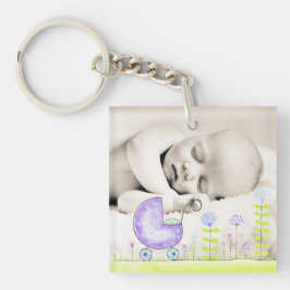 Neues Baby Fügen Sie Ihr eigenes Foto doppelseitig Schlüsselanhänger