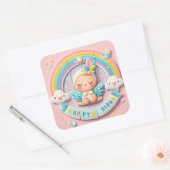 Neues Baby Geboren Quadratischer Aufkleber (Umschlag)