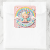 Neues Baby Geboren Quadratischer Aufkleber (Tasche)