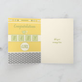 Neues Baby gelb grün grau mit Namen Begrüßung Karte (Innenseite)