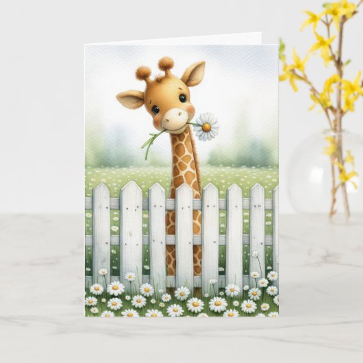Neues Baby Giraffe mit Daisy Karte (Gelbe Blume)