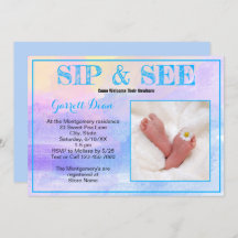 Neues Baby in Blue "Sip and See" Custom Foto Party