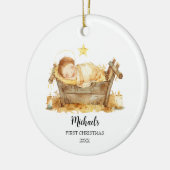 Neues Baby in der Krippe Weihnachten Keramik Ornament (Links)