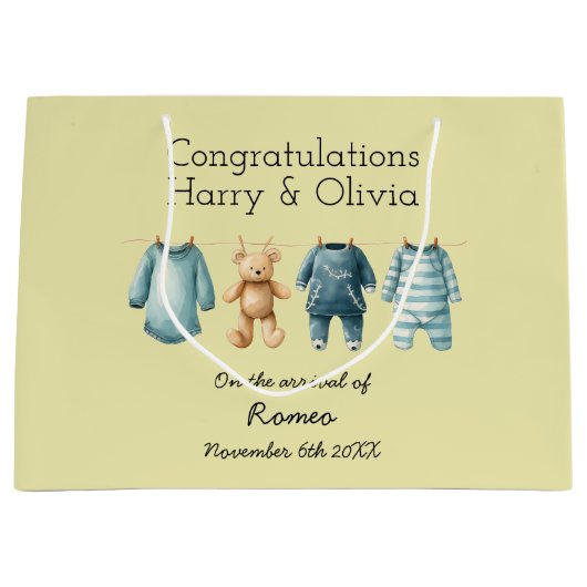 Neues Baby individuell anpassbar Große Geschenktüte (Vorderseite)