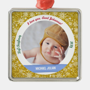 Neues Baby Jungen Foto 1. Weihnachten Als Tante Go Ornament Aus Metall