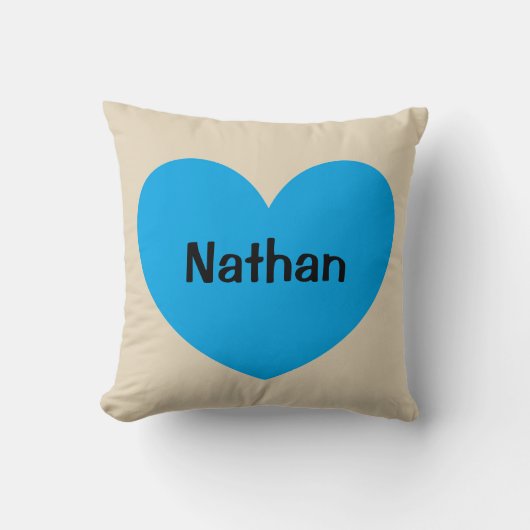 Neues Baby-Jungen-personalisiertes blaues Herz mit Kissen (Vorderseite)