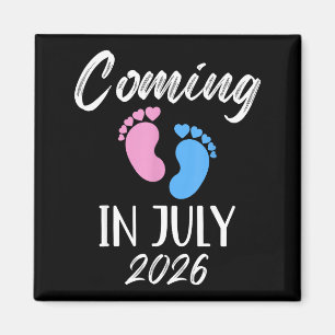 Neues Baby kommt im Juli 2026 Lustiger Baby Shower Magnet