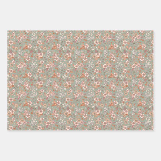 Neues Baby - Leaping Fawn in Mint and Peach Geschenkpapier Set (Vorderseite 2)