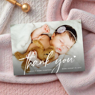 Neues Baby-Mädchen-Foto Danke Herz Moderne Geburt