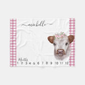 Neues Baby-Meilenstein Hochland Kuh rosa Fleecedecke (Vorderseite (Horizontal))