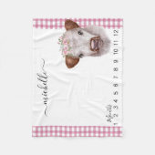 Neues Baby-Meilenstein Hochland Kuh rosa Fleecedecke (Vorderseite)