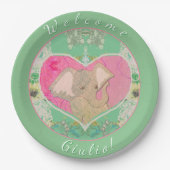 Neues Baby mit Elephant Paper Plate Pappteller (Vorderseite)