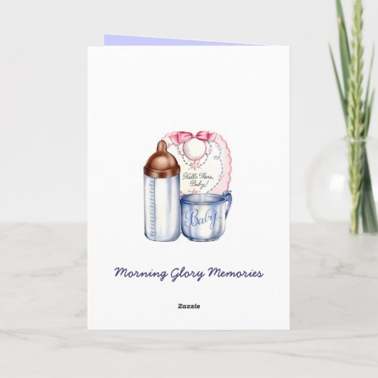 Neues Baby mit Freudenretro Vintag Ankündigung (Rückseite)