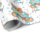 Neues Baby oder Baby Dusche Blue Teddy Bear Geschenkpapier (Rolleneckpunkt)