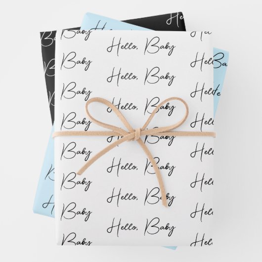 Neues Baby oder Baby Dusche Hallo Baby Geschenkpapier Set (Beispiel)