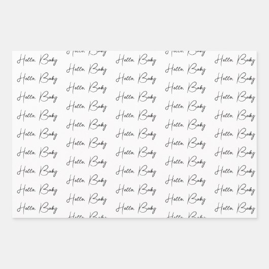 Neues Baby oder Baby Dusche Hallo Baby Geschenkpapier Set (Vorderseite)