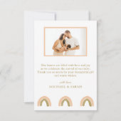 Neues Baby Pink Boho Rainbow Foto Dankeschön Karte (Rückseite)