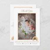 Neues Baby Pink Boho Rainbow Foto Dankeschön Karte (Vorne/Hinten)